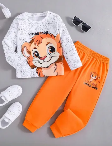 Compleu Shein Kids, portocaliu/alb