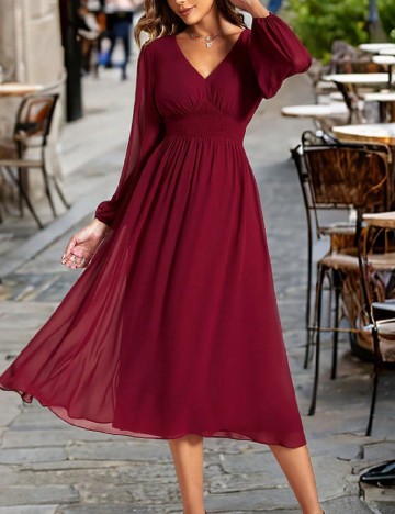 Rochie medie Ever-Pretty, visiniu