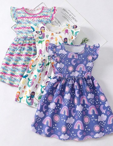 Set Rochii 3 bucati Shein Kids, mix culori
