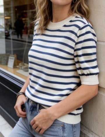 Bluza SHEIN, alb/albastru