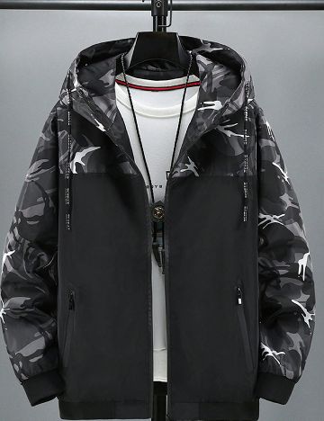 Jacheta Oversize SHEIN, negru/alb