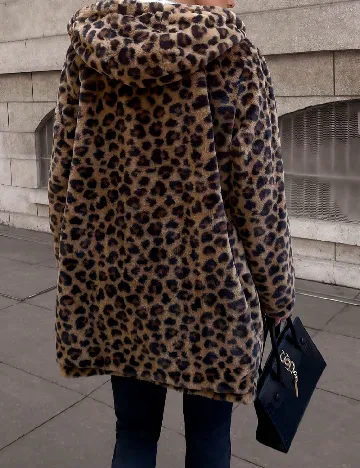 Geaca reversibila SHEIN, gri/animal print