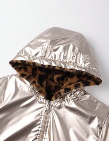 Geaca reversibila SHEIN, gri/animal print