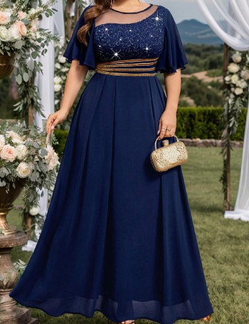Rochie lunga MISSMAY Plus Size, bleumarin