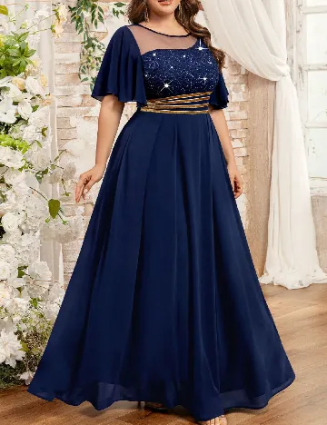 Rochie lunga MISSMAY Plus Size, bleumarin