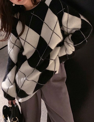 Pulover SHEIN, crem/negru