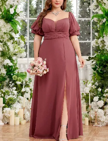 Rochie lunga UNITHORSE Plus Size, visiniu