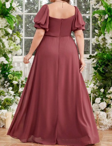 Rochie lunga UNITHORSE Plus Size, visiniu