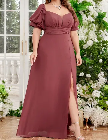 Rochie lunga UNITHORSE Plus Size, visiniu