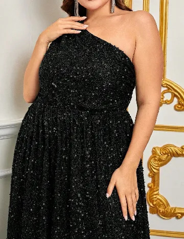 Rochie lunga Faeriesty Plus Size, negru