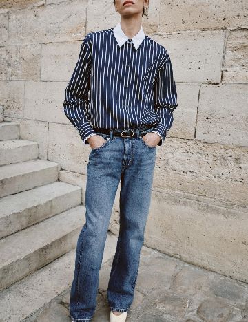 Camasa Zara, bleumarin/alb