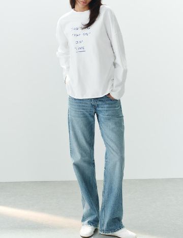 Bluza Oversize Zara, alb