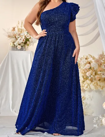 Rochie lunga Giffniseti Plus Size, albastru