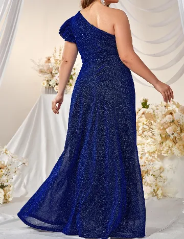 Rochie lunga Giffniseti Plus Size, albastru