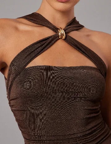 Rochie medie Silquee, maro
