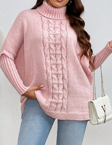 Pulover SHEIN CURVE, roz