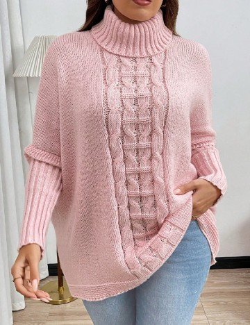 Pulover SHEIN CURVE, roz