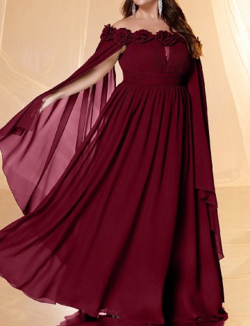 Rochie lunga Supgir Plus Size, visiniu