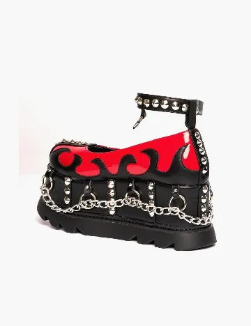 Pantofi LAMODA, negru/rosu