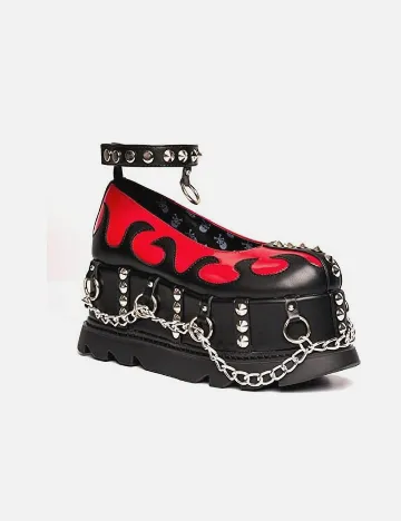 Pantofi LAMODA, negru/rosu