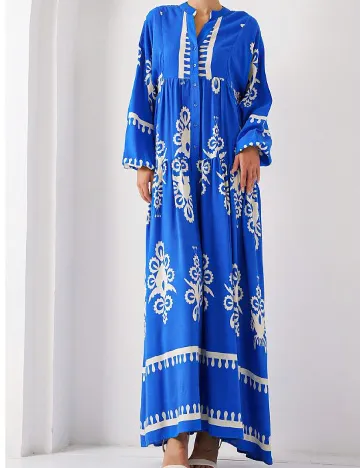 Rochie lunga SHEIN, albastru/alb