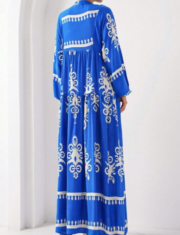 Rochie lunga SHEIN, albastru/alb