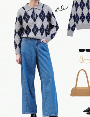 Pulover SHEIN, gri/bleumarin