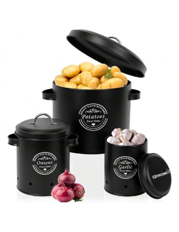 Set recipiente de depozitare 3 bucati SHEIN, negru