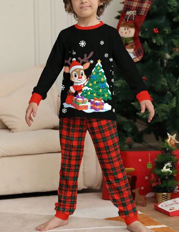 Pijama Shein Kids, rosu/negru