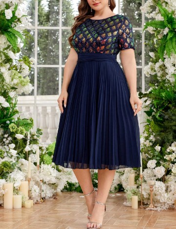 Rochie medie UNITHORSE Plus Size, bleumarin