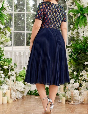 Rochie medie UNITHORSE Plus Size, bleumarin