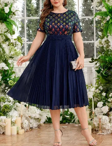 Rochie medie UNITHORSE Plus Size, bleumarin