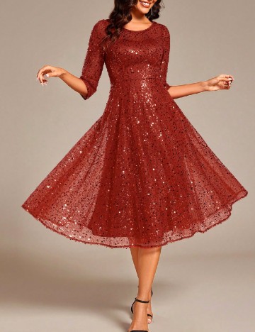 Rochie medie Ever-Pretty, caramiziu
