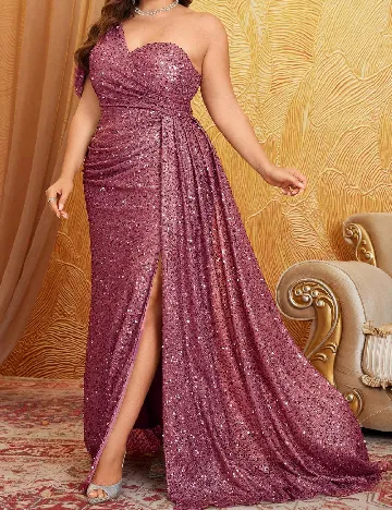 Rochie lunga UNITHORSE Plus Size, magenta