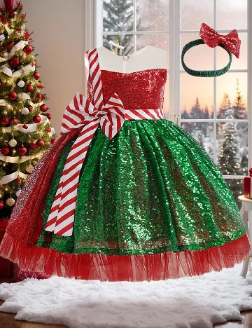 Rochie Shein Kids, rosu/verde