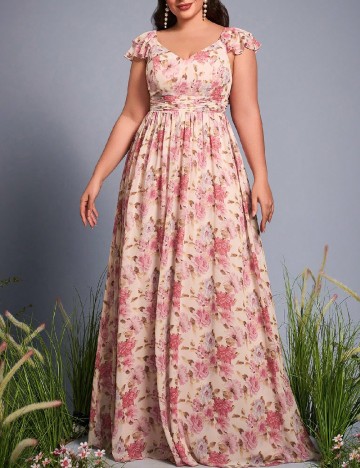 Rochie lunga Mgiacy Plus Size, floral print