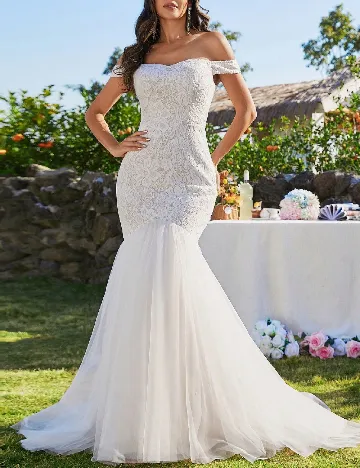 Rochie lunga Ever-Pretty, alb