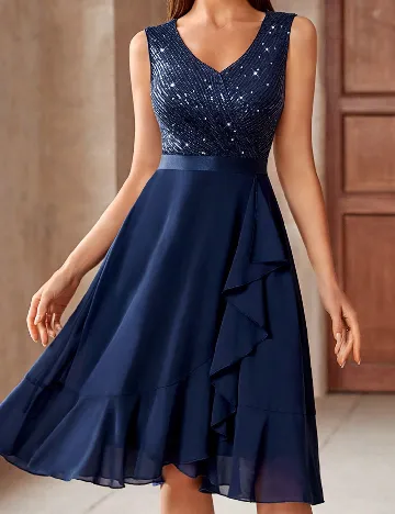 Rochie medie Miusol, bleumarin