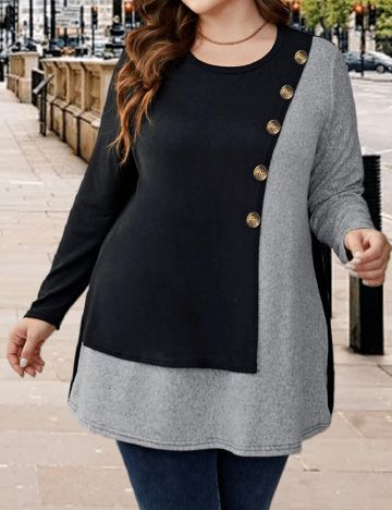 Bluza SHEIN CURVE, gri/negru