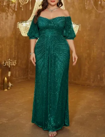 Rochie lunga UNITHORSE Plus Size, verde