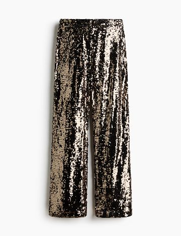Pantaloni H&M, negru/crem