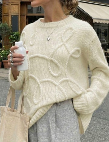 Pulover Oversize SHEIN, ecru