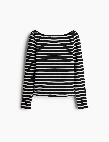 Bluza H&M, alb/negru
