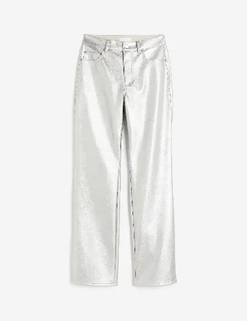 Pantaloni imitatie de piele H&M, argintiu