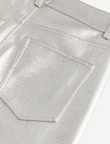 Pantaloni imitatie de piele H&M, argintiu