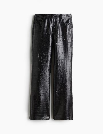 Pantaloni imitatie de piele H&M, negru