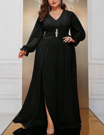Rochie lunga Giffniseti Plus Size, negru