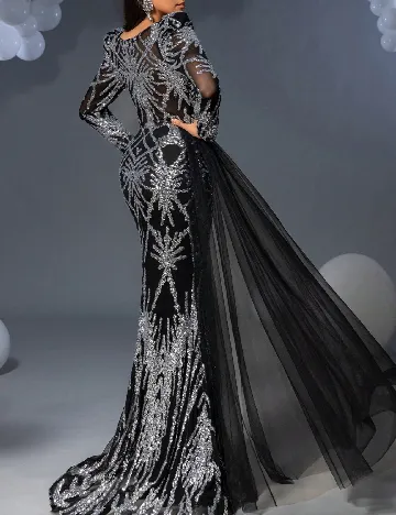 Rochie lunga Faeriesty, negru/argintiu