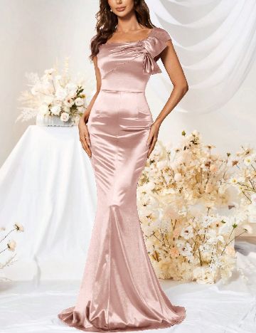 Rochie lunga MUXXN, roz pudra