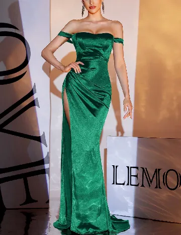 Rochie lunga Love&Lemonade, verde inchis